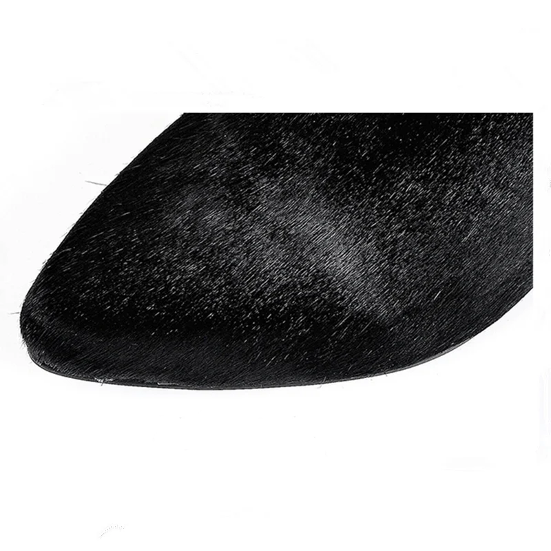 New Trendy Womens Sexy Pointed Toe Horse Hair Ankle Boots Ladies Slip On Plush Warm Winter Flat | Обувь