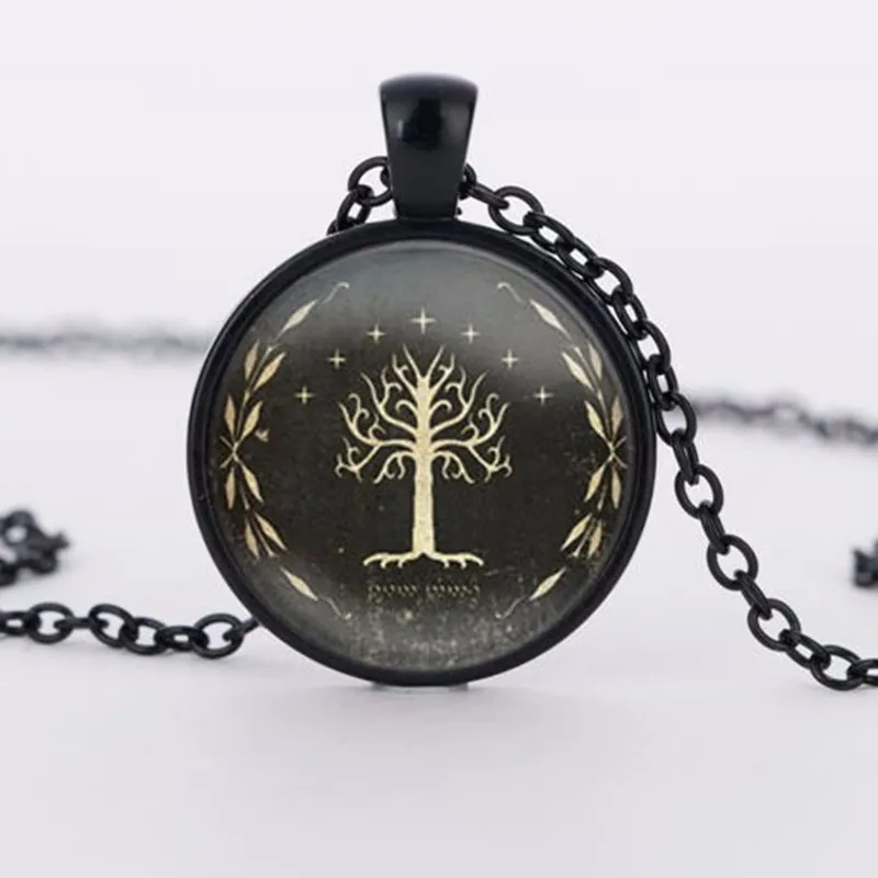 LOTR подвеска с белым деревом Властелин ожерелья винтажное стекло макси ожерелье