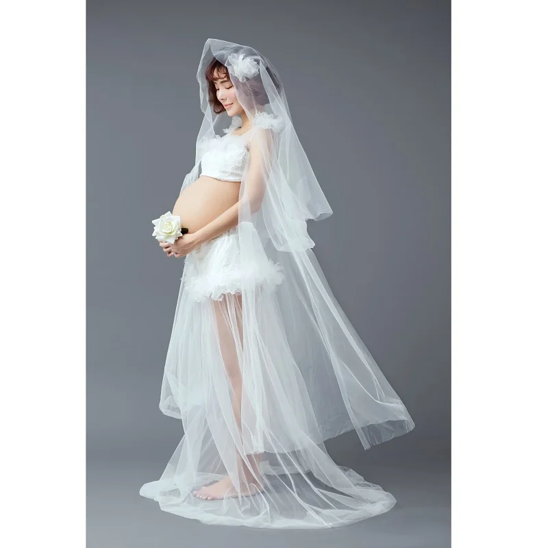 Fancy Maternity Gown Photography Props White Lace Long Dresses Pregnant Women foto Pregnancy Photo Shoot Dress Clothes | Мать и ребенок