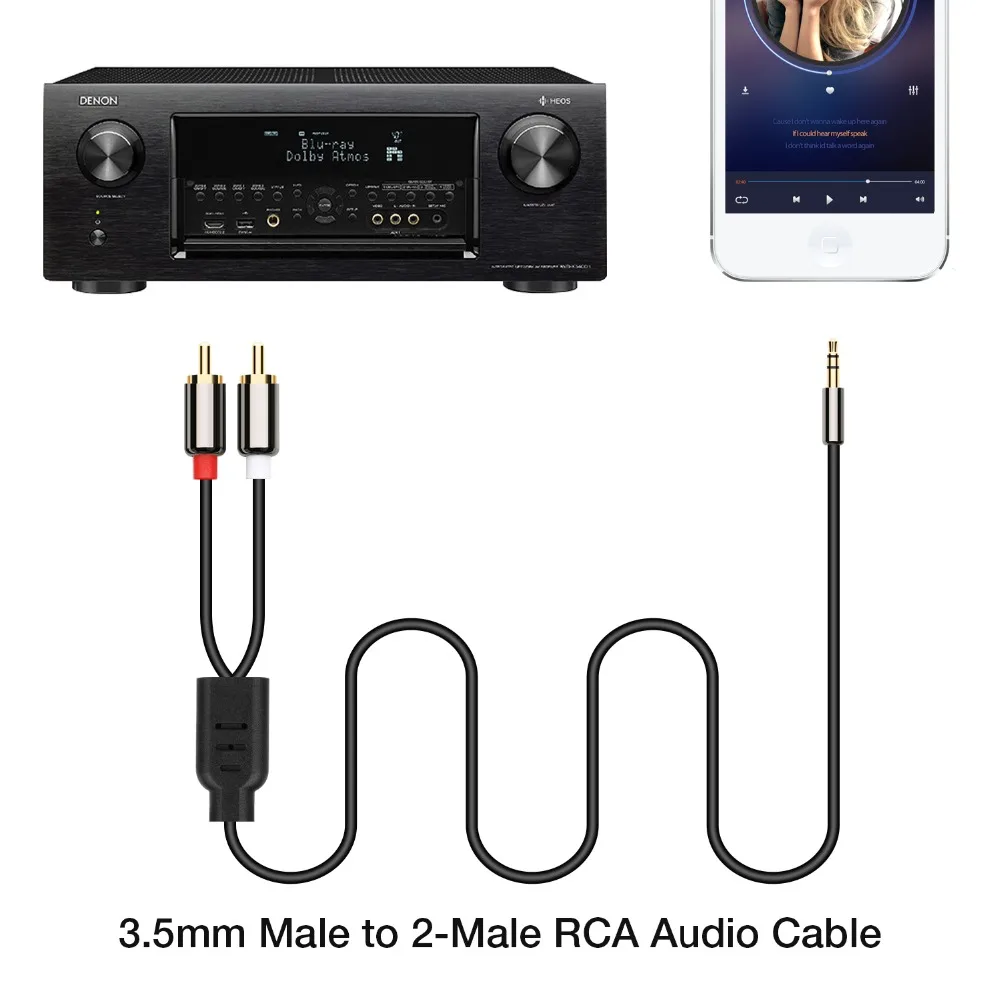 JCKEL кабель RCA 3 5 Jack 2 адаптер Aux аудио стерео разъем для шнура эдифер автомобиля