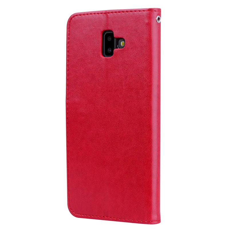 Кожаный чехол для Samsung J6 Plus чехол-бумажник с откидной крышкой Galaxy J6Plus 2018 + J 6 J600F J610F