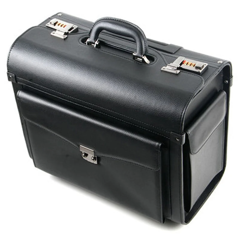 

2022 New Retro PU Leather pilot Rolling Luggage Cabin Airline stewardess Travel Bag on Wheel Suitcases Business Trolley Suitcase