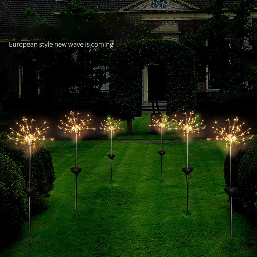 Тёплый белый New Garden Solar Firework Light with 8 Lighting Modes String Outdoor Patio Pathway Decor Lights Christmas Lawn Decoration light - Испускаемый цвет: Тёплый белый