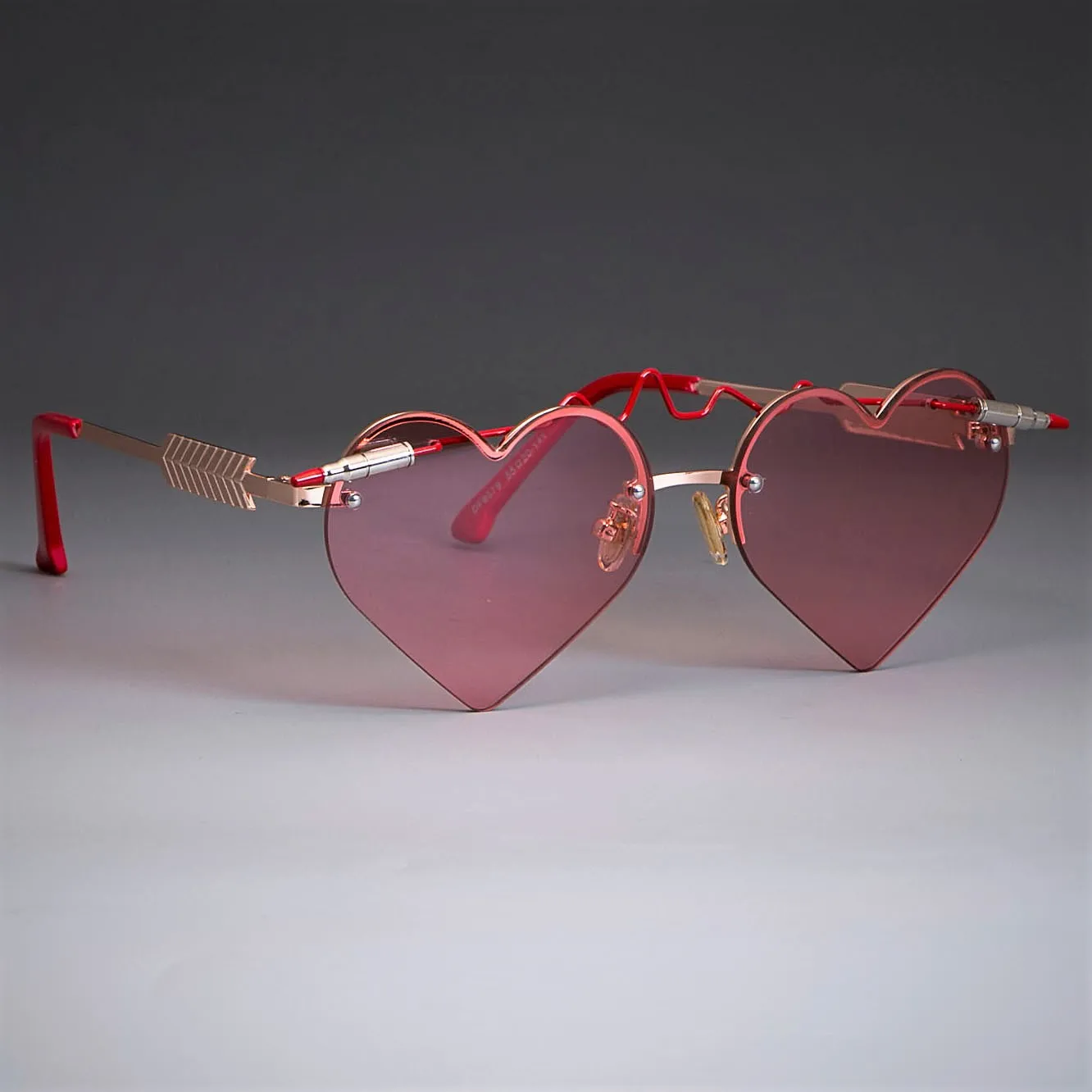 C3 rose gold pink Красная пуля в форме сердца Солнцезащитные очки женские готические милые Оттенки UV400 Винтажные Очки 47894 - Цвет линз: C3 rose gold pink