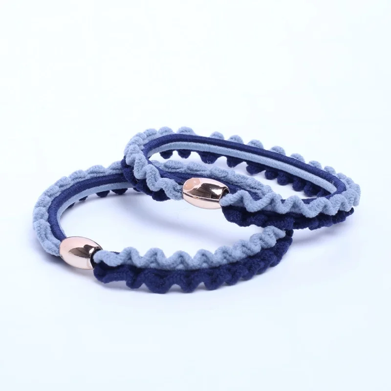 light bleu-navy blue 10 шт., подходящие по цвету волнистые повязки для волос, милые аксессуары для девочек, детская Женская резинка, инструмент для моделирования 6 см - Цвет: light bleu-navy blue