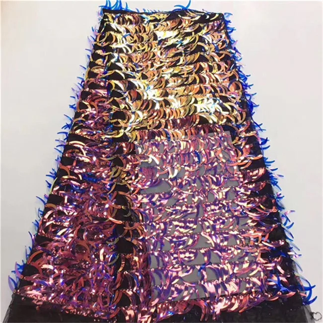 Кружевная ткань из фатина с блестками в нигерийском стиле 3D аппликация цветов