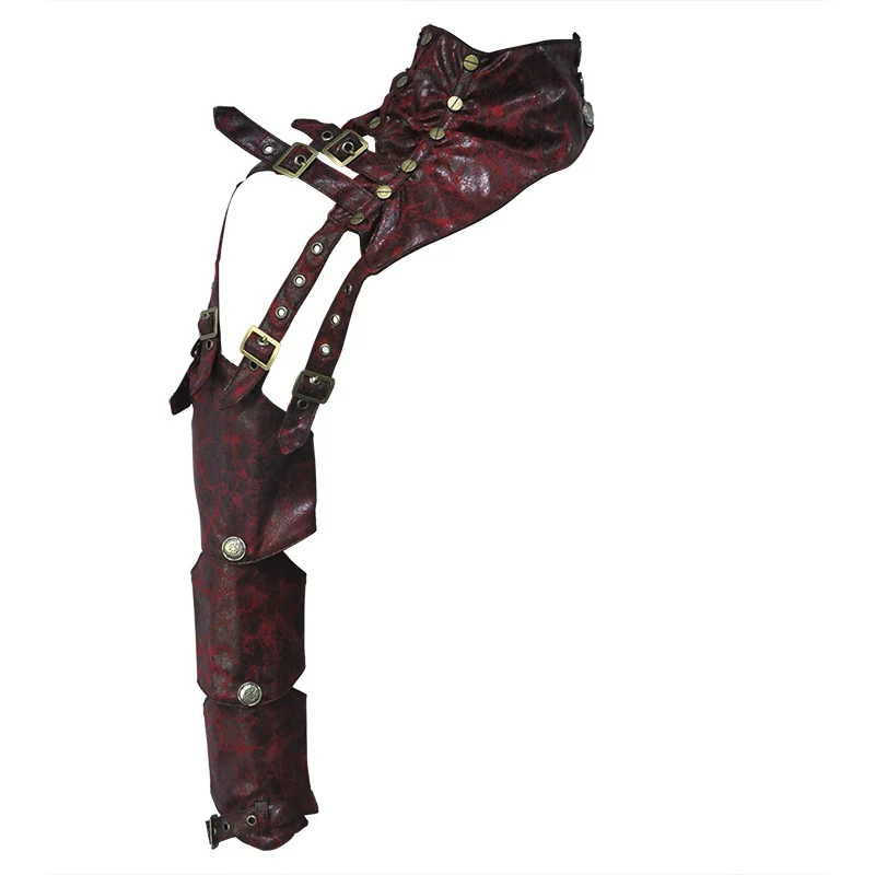 Красный кожаный ремень с пряжкой на плечо длинным рукавом винтажный стимпанк