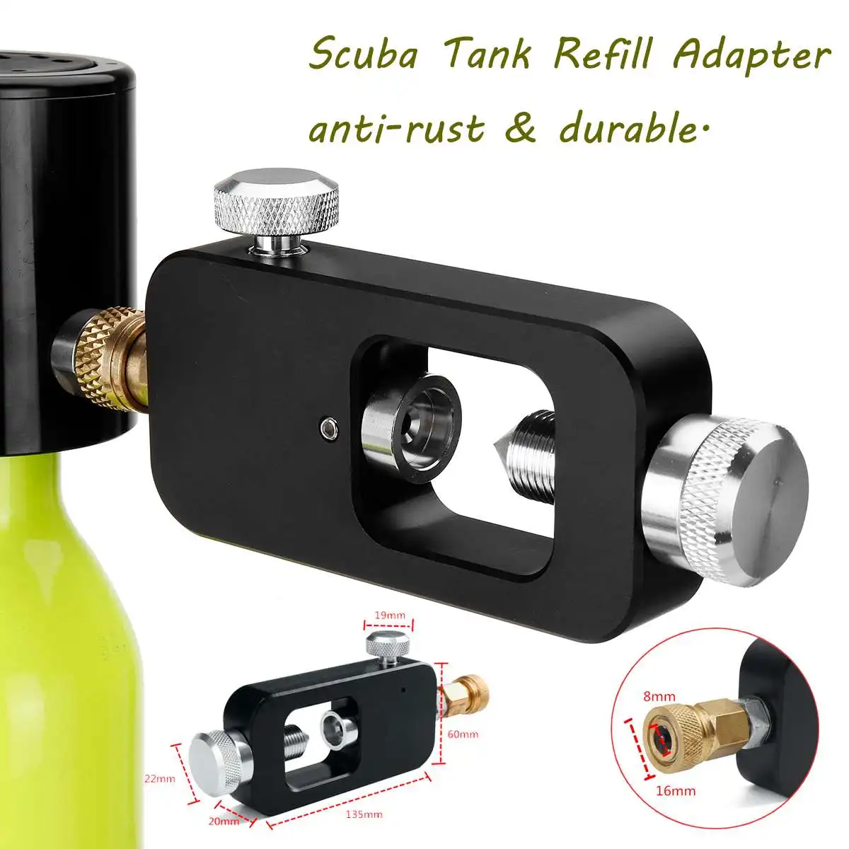 Refill Adapter 0.5L мини оборудование для подводного плавания с кислородом воздушные баки головка цилиндра клапан мундштук адаптер Подводное дыхательное устройство - Цвет: Refill Adapter