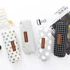 1 шт. простой тканевый круглый клетчатый чехол для карандашей, органайзер для хранения, пенал-сумочка, чехол для карандашей, школьные принадлежности, канцелярские принадлежности