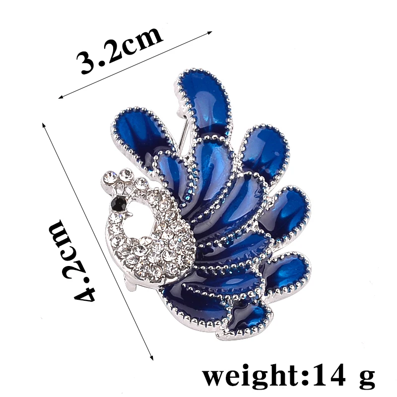 Модные женские свадебные Броши подарок классические синие павлина в форме