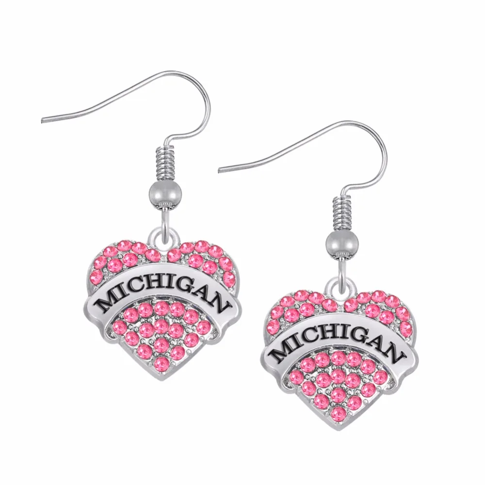 Серьги-подвески в форме сердца с кристаллами виде рыболовного крючка модные