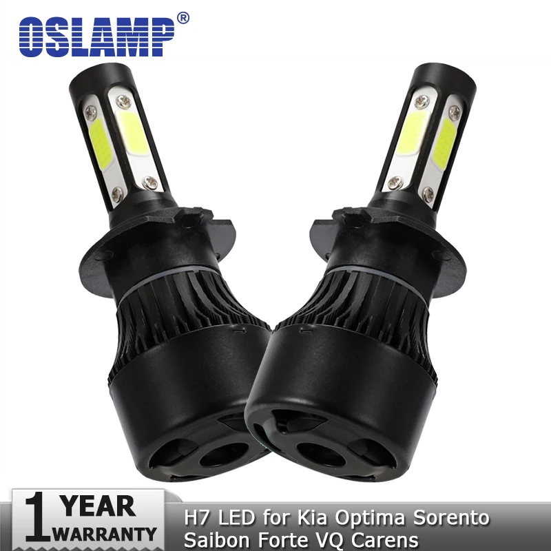 Oslamp 4 стороны H7 светодиодный лампы для передних фар автомобиля лампочки 100 Вт 10000lm