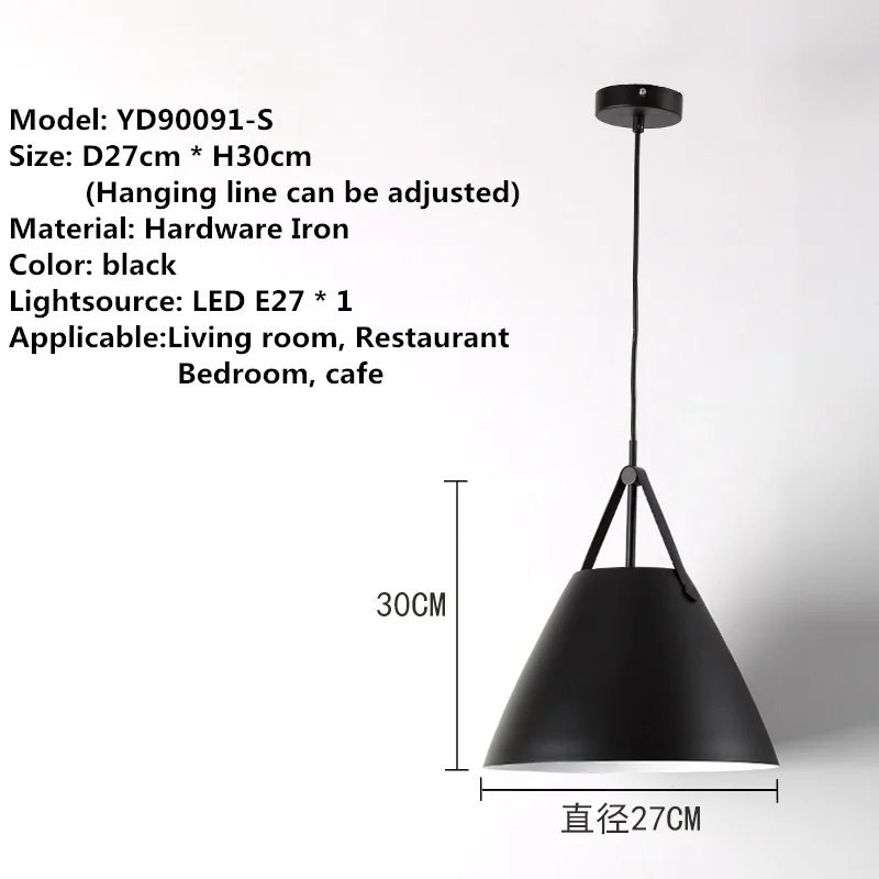 A style black D27cm Современный скандинавский минималистичный креативный подвесной светильник для бара, лампы для гостиной, светильники для столовой, подвесные светильники для ресторана - Цвет корпуса: A style black D27cm