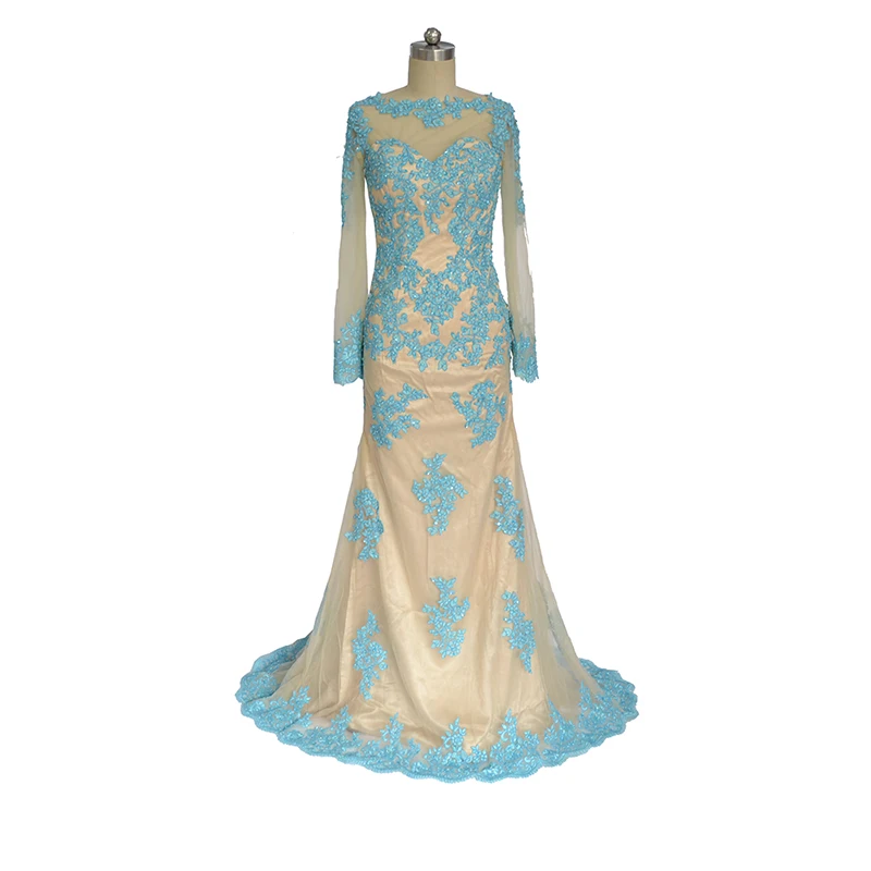 Женское вечернее платье с длинным рукавом Elysemod кружевное О образным вырезом и