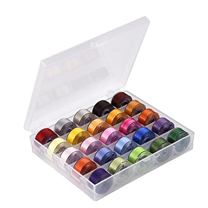 Чехол органайзер с 25 прозрачными катушки для швейных машин и разные цвета