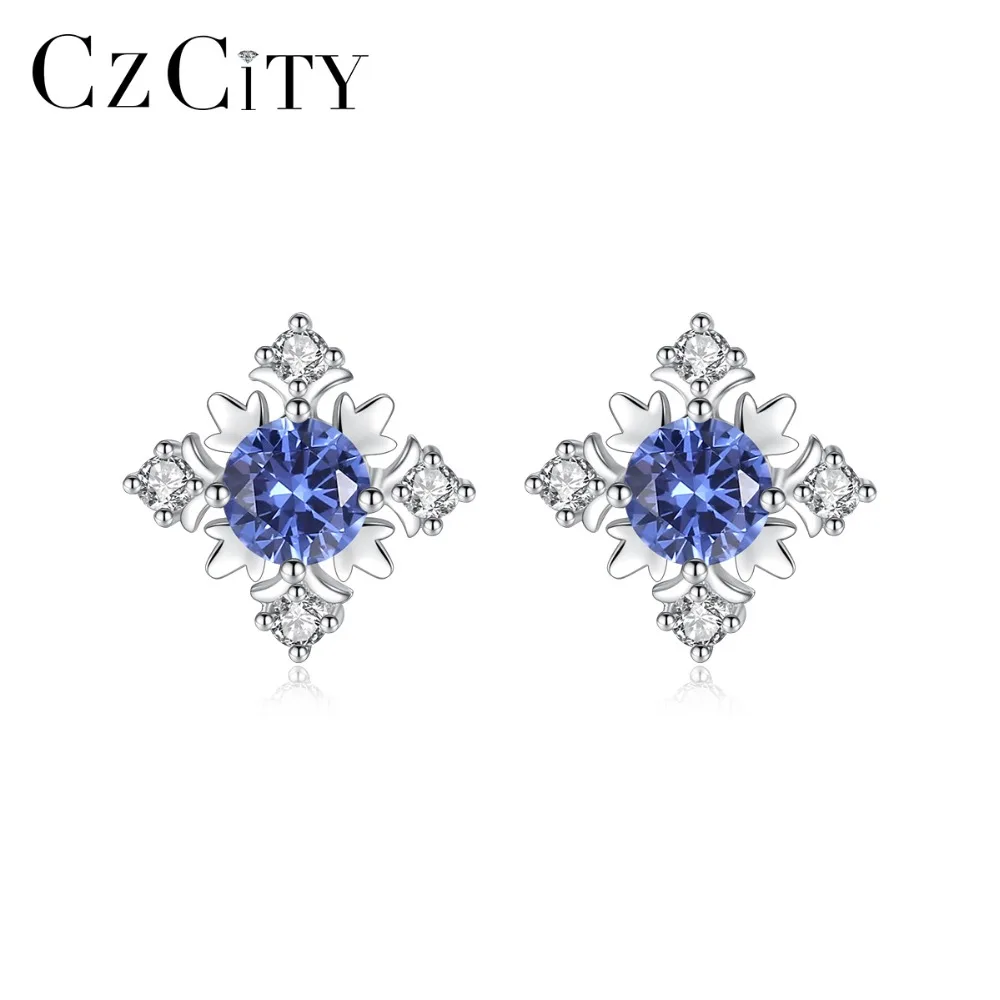 CZCITY натуральная 925 стерлингового серебра Очаровательная синие и зеленые