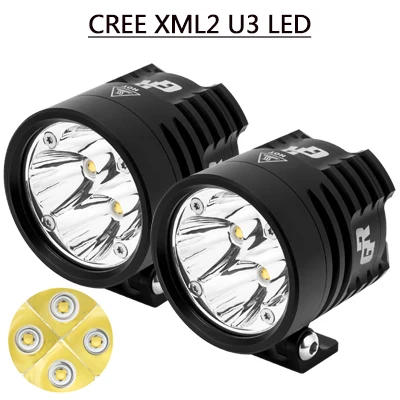 CREE U3 Золото взлетно-посадочной полосы 2 шт. exp4 3000LM США XML2-U3 светодиодный 12V универсальный фары для мотоцикла - Цвет: CREE U3