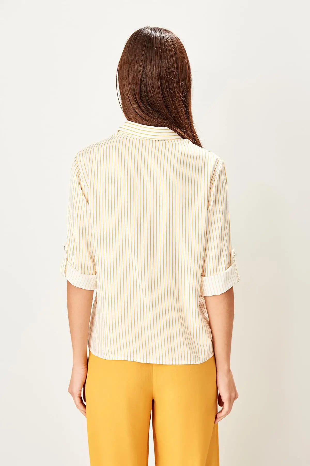 Trendyol горчичная рубашка в полоску TWOSS19ST0058| |
