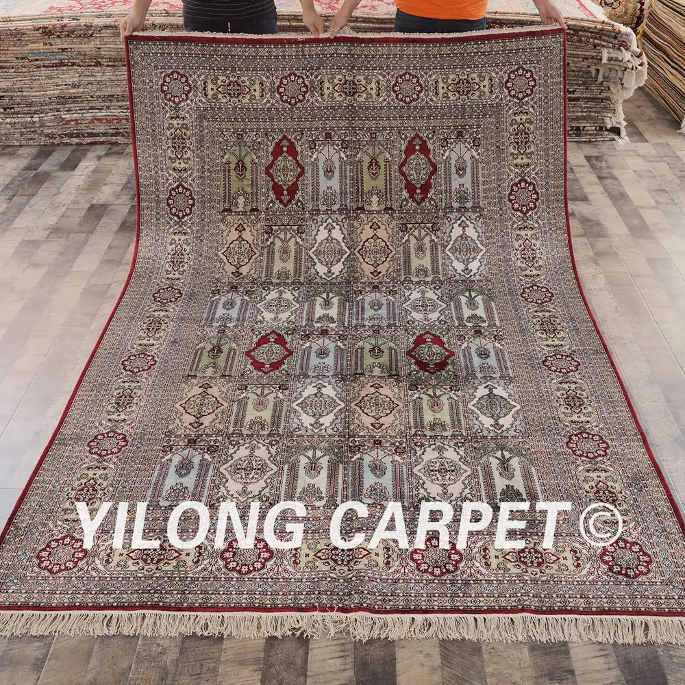 

YILONG 6'x9' kashmir carpets vantage exquisite four season handmade Turkish silk rug (YHW80B6x9)