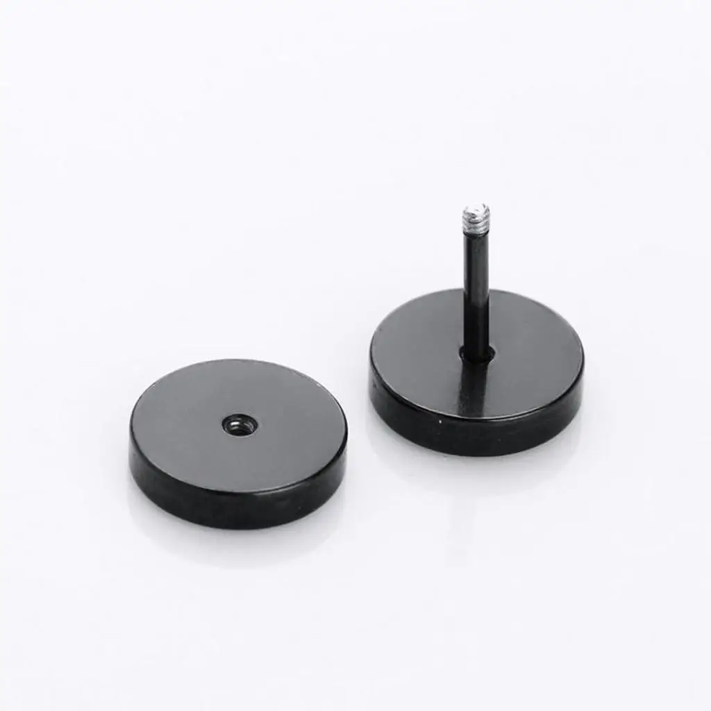 MJARTORIA Men Cool Punk Round Black Stainless Steel Ear Stud labret Lip Piercing Earrings 3-14mm Fashion Gothic Jewelry | Украшения и