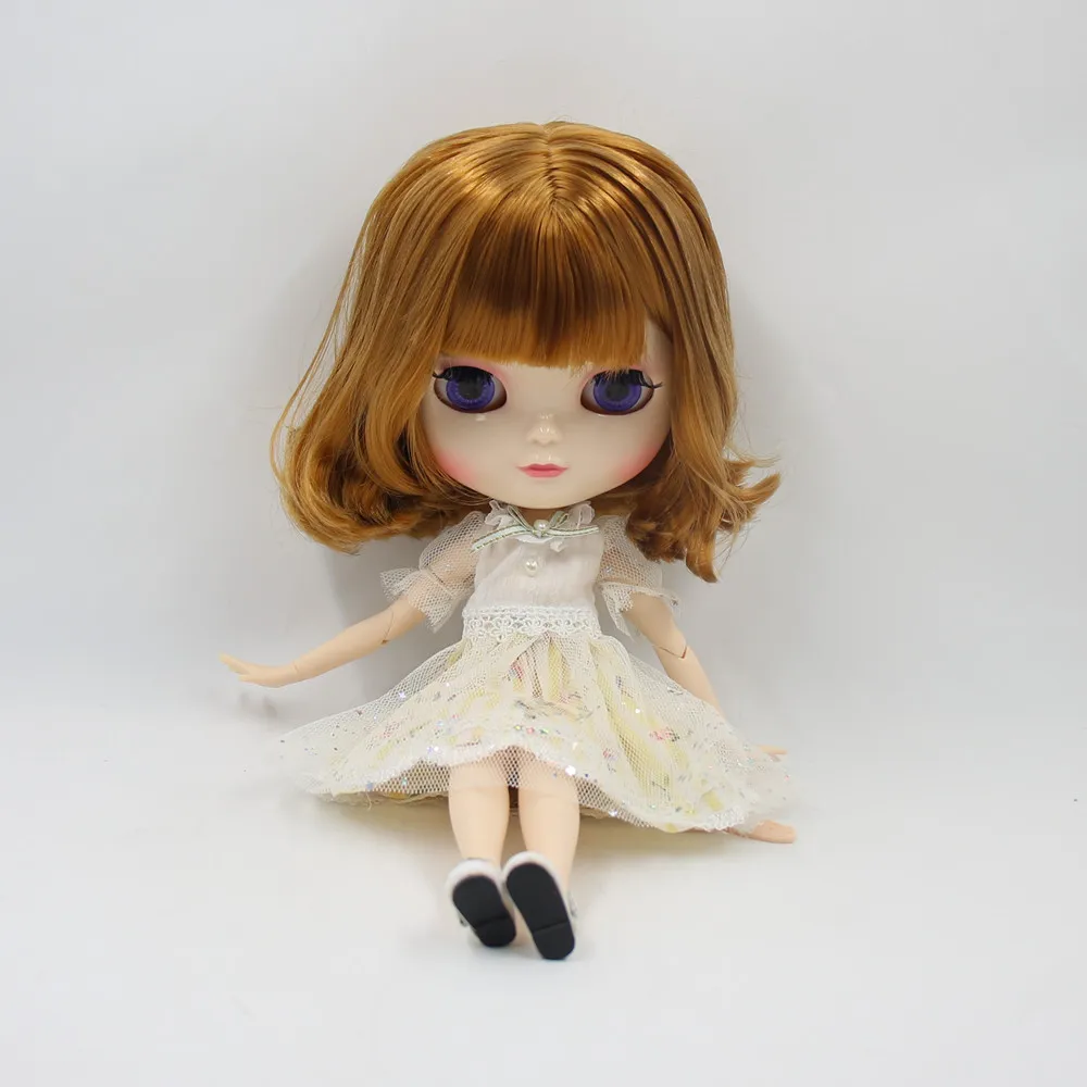 Обнаженная кукла ICY doll No.BL764A с короткими золотистыми вьющимися волосами белой