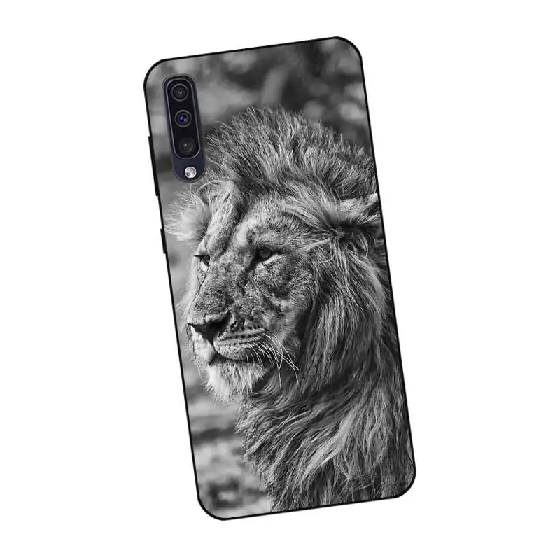 P109 Lion Black Silicone Case For Samsung Galaxy A6 A7 A8 A9 A10 A30 A40 A50 A60 A70 A80 A90 5G A20E Plus |
