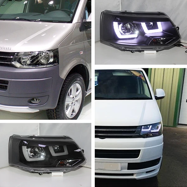 2011 2014 для Volkswagen Транспорт T5 Caravelle Multivan светодиодный фар черный Корпус JY|led