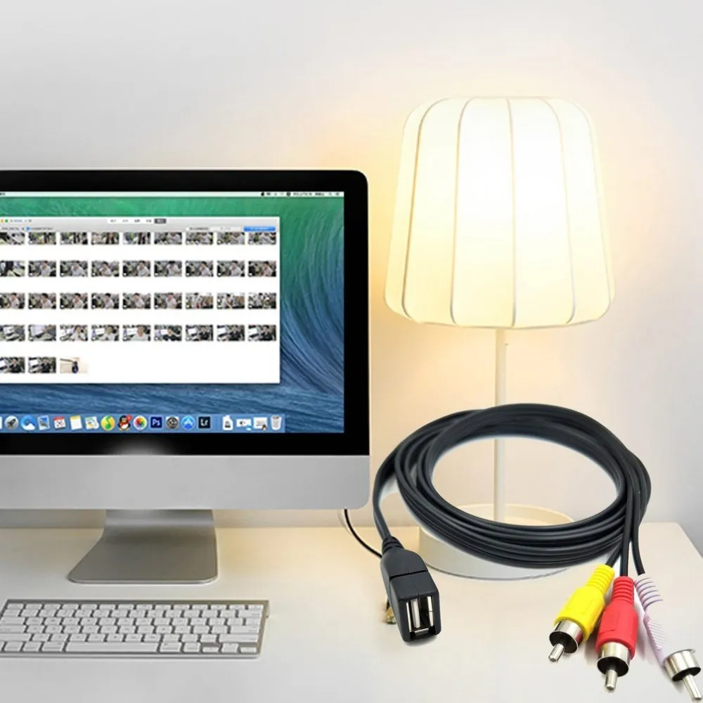 Duttek 5 футов/1 м USB 2 0 Женский 3 RCA Мужской Видео A/V практичный адаптер для видеокамеры
