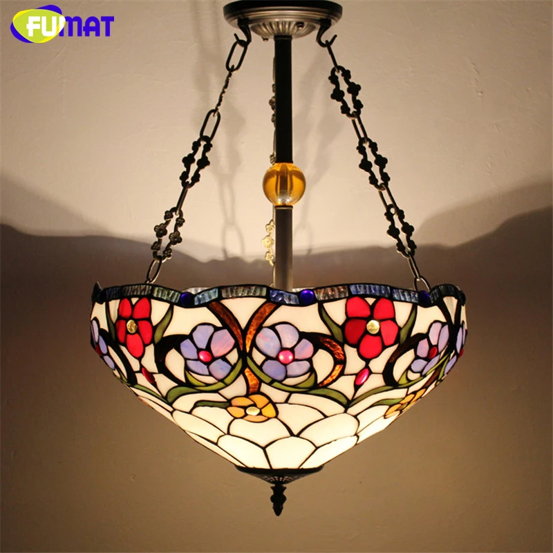Витражная Подвесная лампа FUMAT в стиле ретро подвесной светильник 16 дюймов
