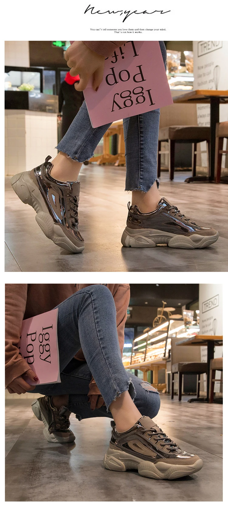 NEW Women Chunky Sneakers Platform Spring Shoes Woman Casual Footwear Female Pink Sneaker dames Dad Shoes trainers basket femme