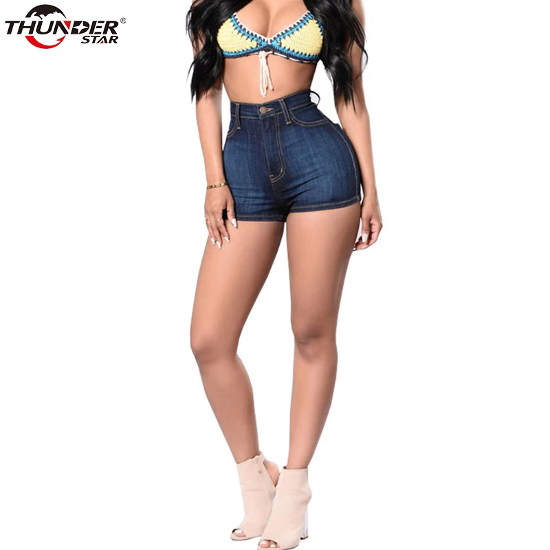 

Streetwear denim shorts women bottoms Casual blue short jeans Elastic high waist summer pocket mini shorts 2018 summer