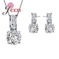 european brand 925 sterling silver cubic zircon pendant necklaceearring women jewelry sets wholesale
