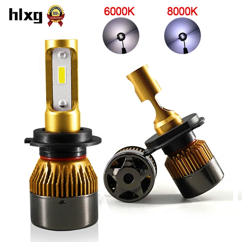 HLXG S2 обновление H7 светодиодные лампы 8000K 6000K H11 H4 Светодиодные Автомобильные фары