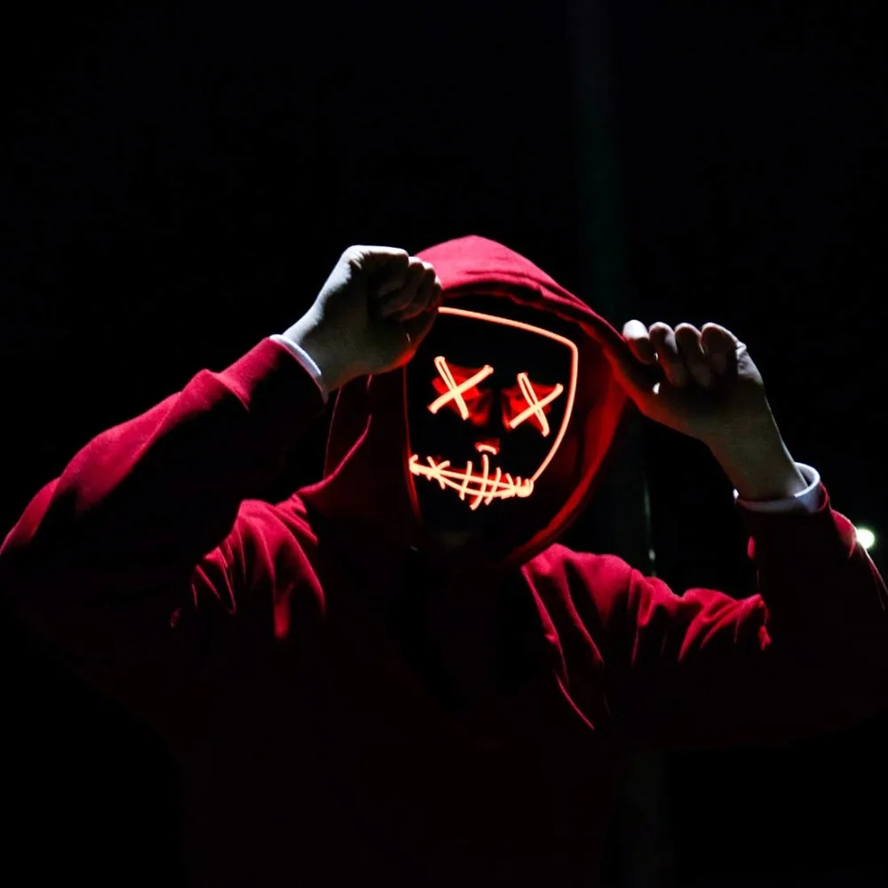 Halloween Mask EL Wire LED Scary for Festival Parties Costume Fakes Masquerades Light up V | Тематическая одежда и