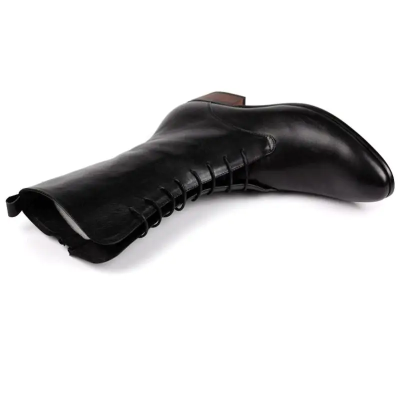 HEINRICH 2018 Men Boots Genuine Leather Shoes Mid-Calf Motorcycle Male Low Heels Footwear Botte Homme | Обувь