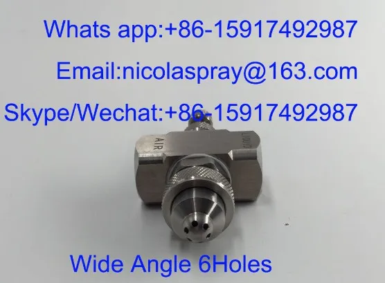 Wide angle 6Holes 1/" распылитель воздуха из нержавеющей стали, регулируемая распылительная увлажняющая насадка, двухжидкая газоводяная смесительная насадка - Цвет: Wide angle 6Holes