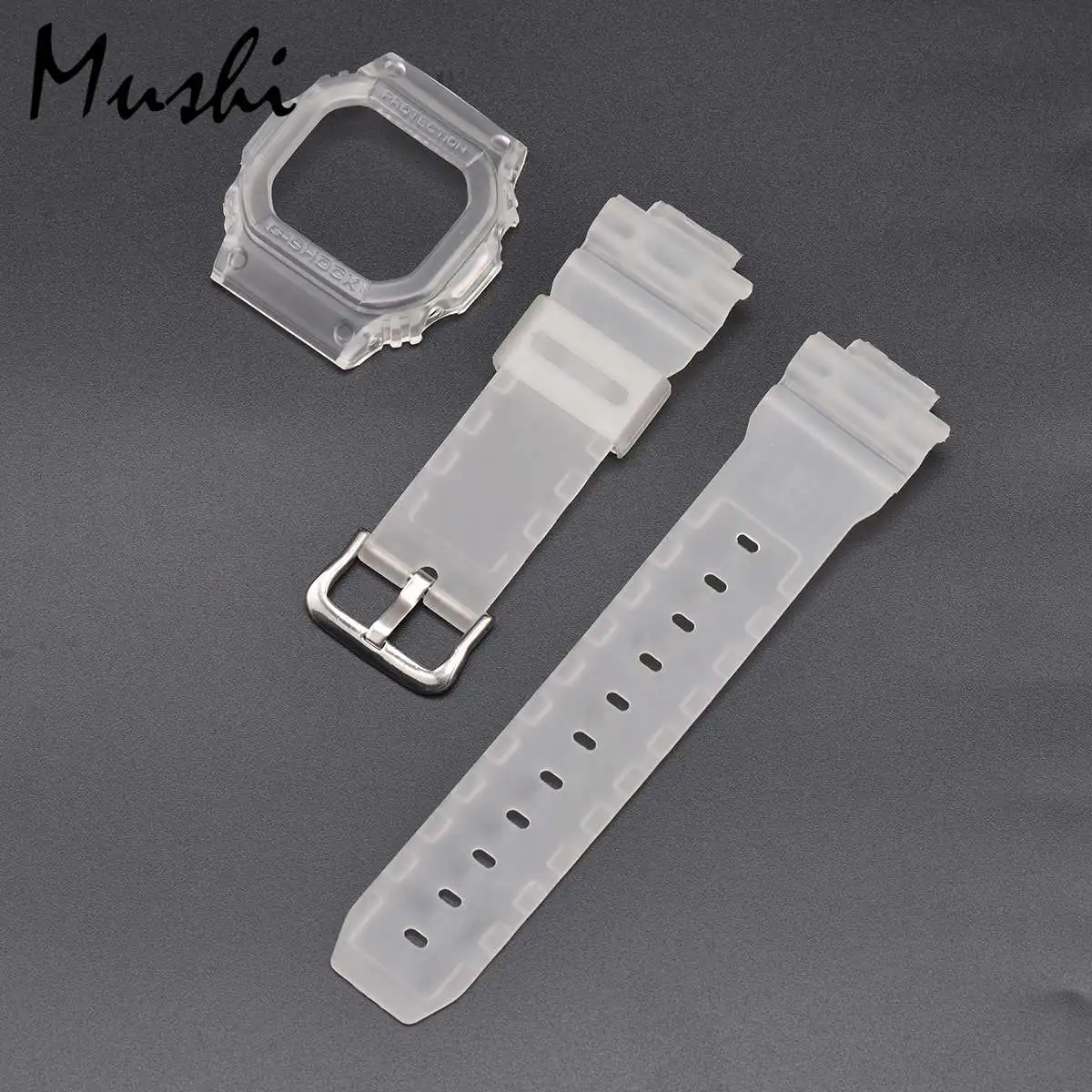 Translucent Часы Ms ремень для объектива с оптическими зумом Casio DW-5600 GWX-5600 GW-5000 серии черный прозрачный красный зеленый Для Мужчин Смотреть полоса чехол+ инструмент - Цвет ремешка: Translucent