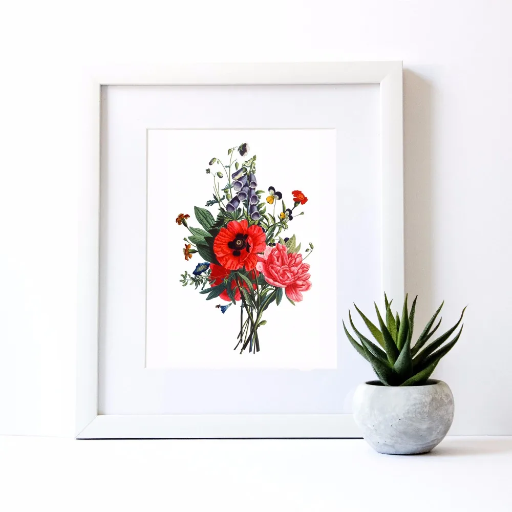 Винтажный цветочный узор на холсте художественный принт постер для рисования