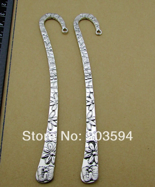

Wholesale 10Pcs /Lots Antique Silver Buttfly Bookmark Metal Bookmark with loop 122mm