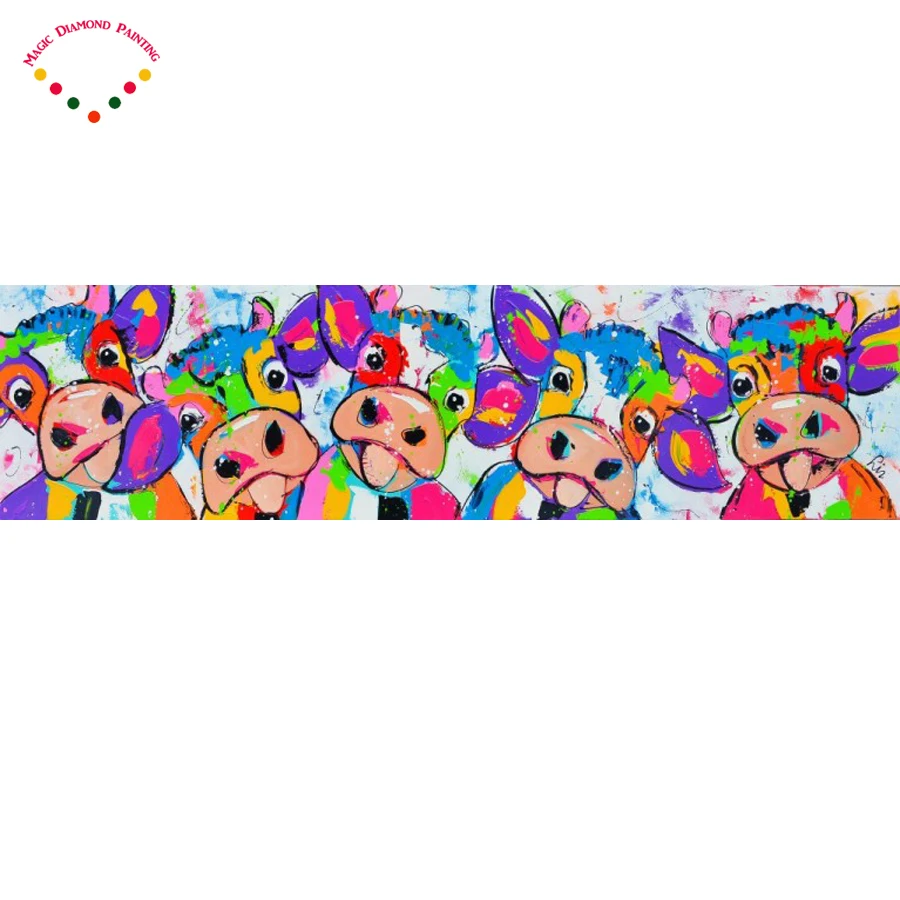 

2.8mm Diy round/spuare diamond painting Colored cows cross stitch craft plastic canvas kits diamond paintings Cattle