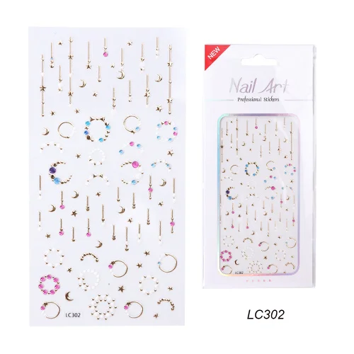 1 шт стикеры 3D на ногти Nail Art Наклейки, Клейкие Ювелирные изделия, ползунок, геометрические цветы, обертывание ногтей, золотое ожерелье, украшение для маникюра, TRLC301-312 - Цвет: LC302