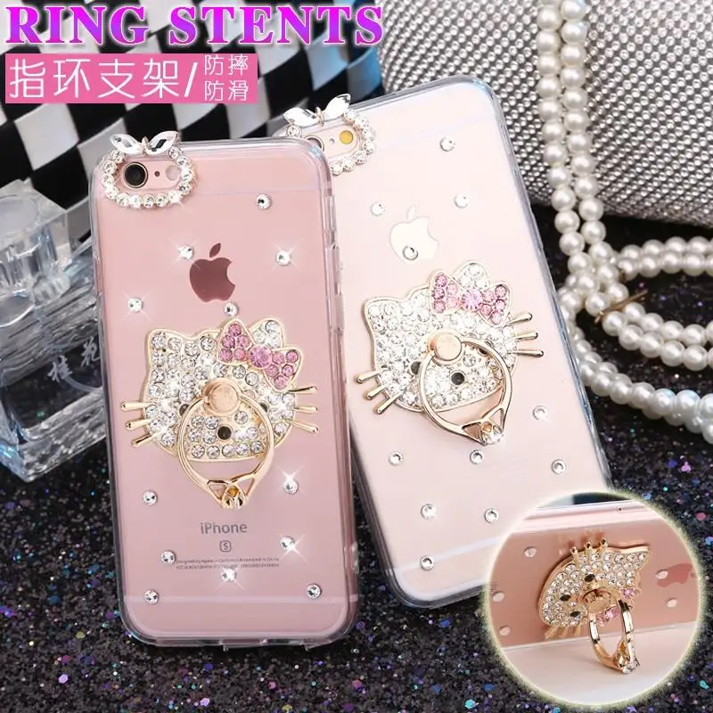 Рисунок Hello Kitty подставка держатель горный хрусталь телефона чехол для iPhone 7 и Plus с