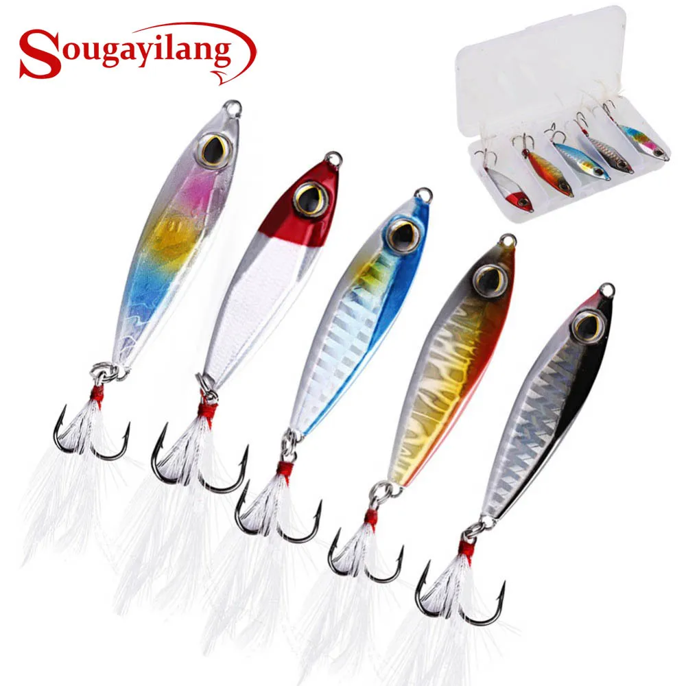 Sougayilang 5 шт. в коробке металлические приманки для ловли на крючок 3D крючки глаз