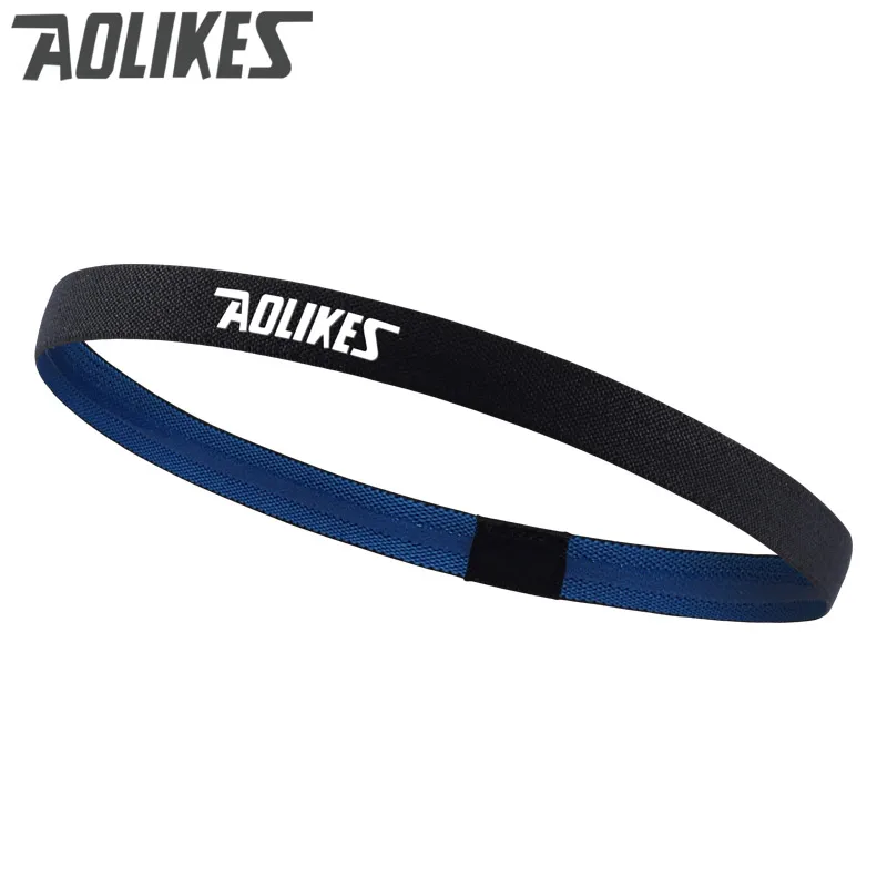 Black Blue Aolikes одноцветная спортивная лента для волос силиконовый нескользящий Эластичный Напульсник для фитнеса, йоги, спортзала, бега, велоспорта - Цвет: Black Blue