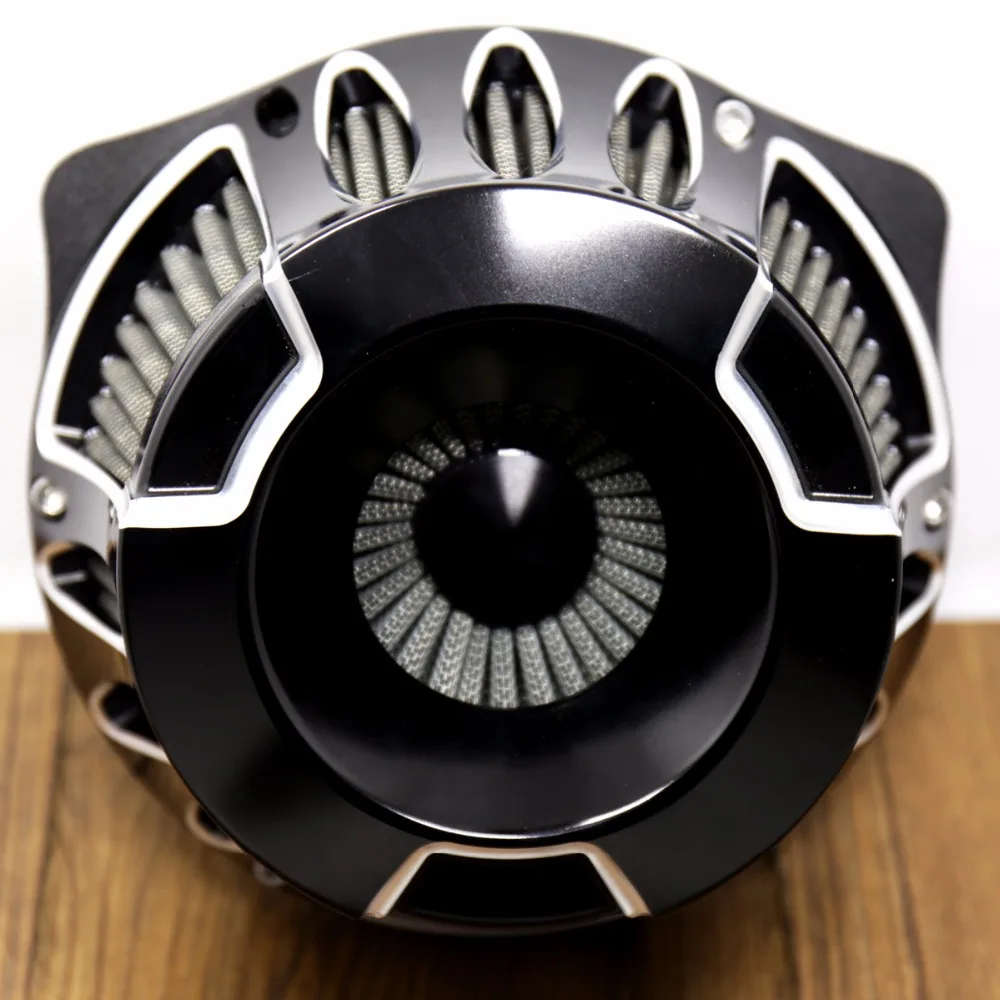 

1X Shallow Cut Billet Black Stage 1 Air Cleaner For Harley 1999-2007 Touring Road King FLHR FLH/T Models