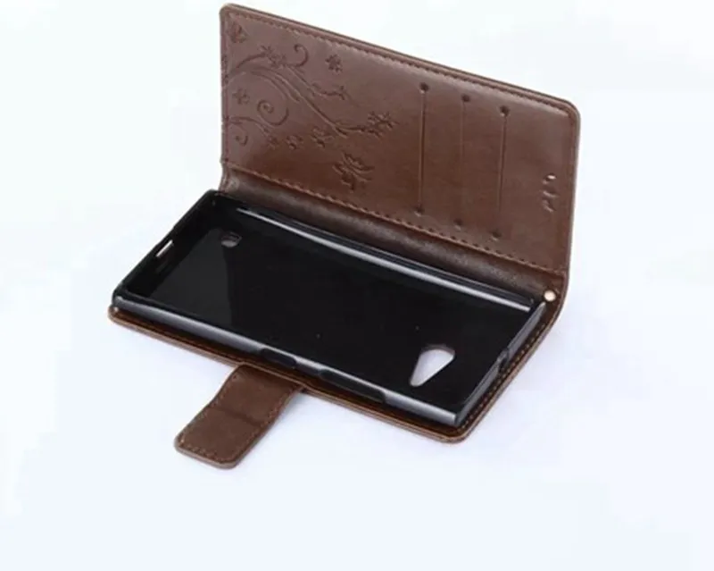 2016 Светло-Коричневый Тиснение Карты Слот Бумажник PU Кожа Стенд Flip Case для Nokia lumia 730