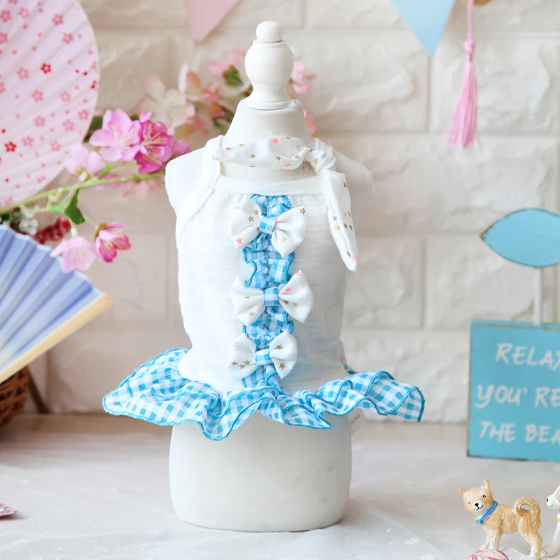 PETSTYLE летнее платье для собаки рубашка с бантом в клетку костюм щенка кота