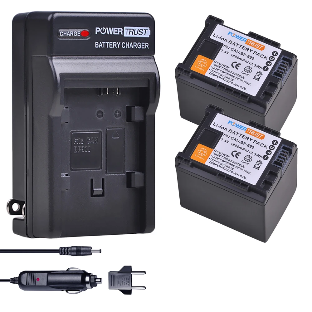 Аккумулятор и зарядное устройство BP820 BP 820 2x1800 мАч для Canon фотокамера VIXIA HF G30 XA20 XA25