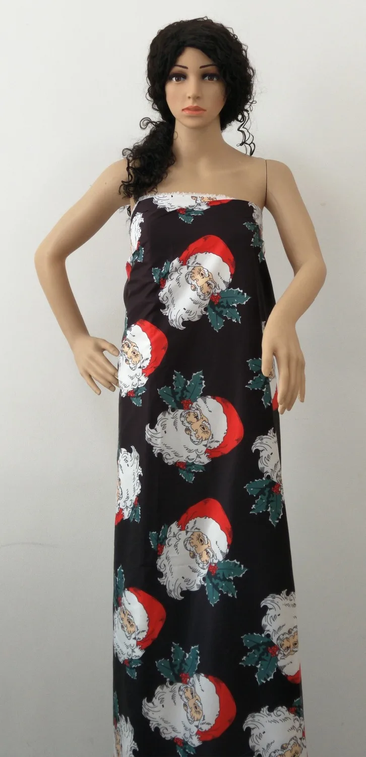 

New coming digital printed african satin fabric hot selling Christmas pattern design nigerian satin fabric for party SA17045
