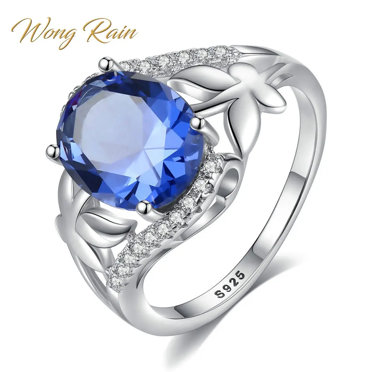 Wong Rain Винтажное кольцо 925 пробы серебряное Sapphire драгоценный камень для свадьбы